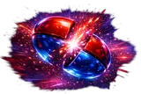 RollXO Casino glowing neon dice suspended mid-air with vibrant light particles on dark background
